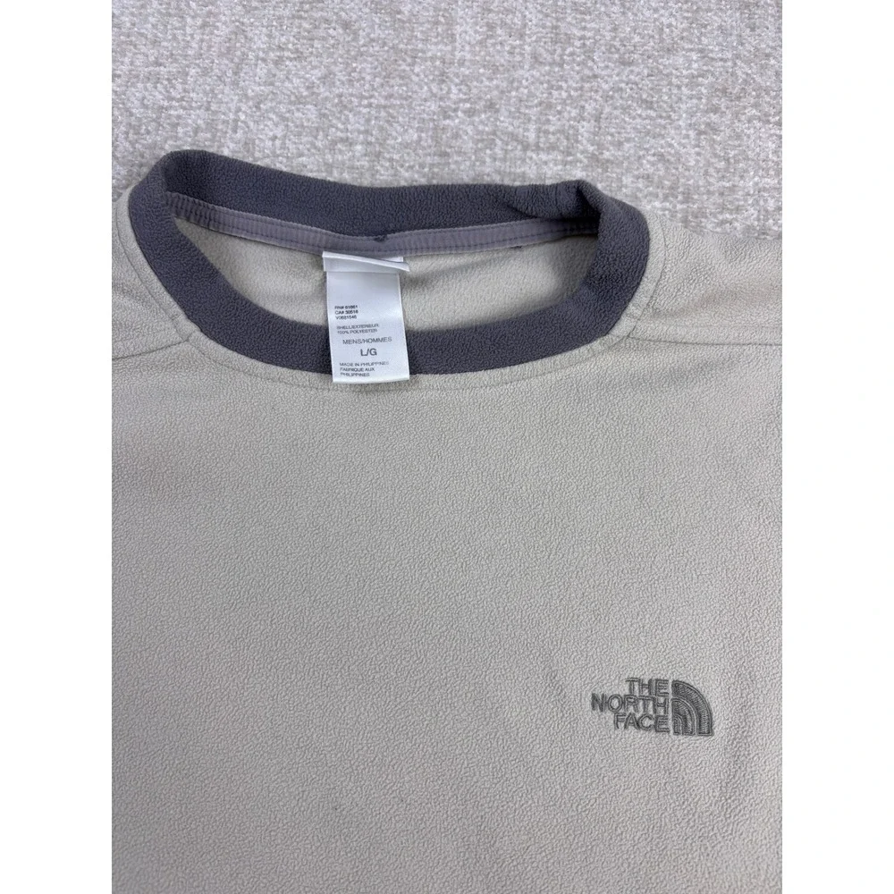 The North Face Mens Tan Fleece Pullover Long Sleeve Crew Neck Pocket Large